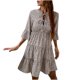 thumbnail image 1 of Vestido de manga tres cuartos con cuello en O y orejas de madera con estampado informal para mujer a la moda Fridja  NMB2075, 1 of 9