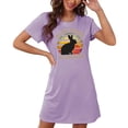 thumbnail image 4 of Mrat Women Pajama Dress Plus Size Nightgowns for Women Oversized Sleep Tshirts Dress Short Sleeves Sleepwear S-104 Purple L, 4 of 7