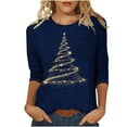 thumbnail image 3 of JURANMO Lightning Sale Oversized Tshirts for Women Loose Fit 3/4 Length Sleeve Tops Trendy Glitter Christmas Trees Tees Casual Round Neck Pullover Blouse Multicolor L, 3 of 6