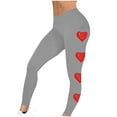 thumbnail image 4 of lcziwo Women's Valentines Day Leggings Heart Graphic Print Legging Pants Stretch High Waisted Tummy Control Yoga Pants Full Length Workout Tights Gray XL, Sales of The Day Lightning, 4 of 7