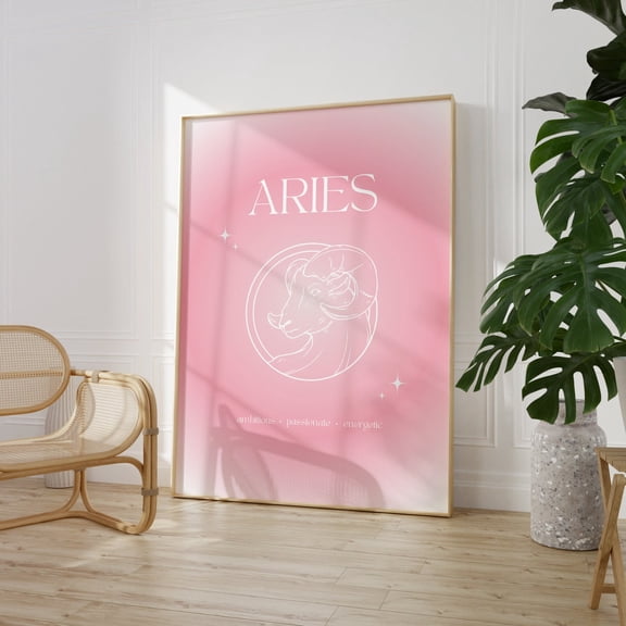 Aries Print Print, Gradient Aries Print, Aries Zodiac Wall Art, Zodiac Print, Star Print Home Decor #750, Unframed Poster Size 8x12
