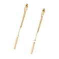 thumbnail image 2 of HINTRMENT 1 Pair Golden Tassel Earrings Copper Minimalist Long Dangle Chain Design For Party, 2 of 8