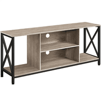 Renwick Industrial TV Stand and 2 Side Tables Set with Metal Frame, Gray