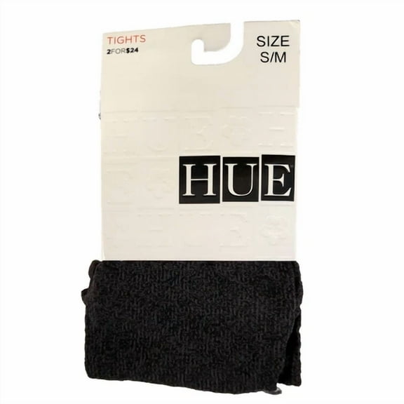 Hue Womens Flecked Opaque Control Top Tights S/M Black Ht 5'3"-6' Wt120-170Lbs