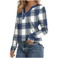 thumbnail image 4 of STETMN Women's Long Sleeve Shirts Button V Neck Plaid Top Fall Casual Office Blouses, 4 of 5