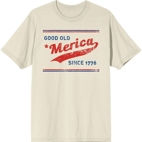 Americana Good Old 'Merica Since 1776 Natural Men's Crew Neck Short Sleeve Tee-Medium