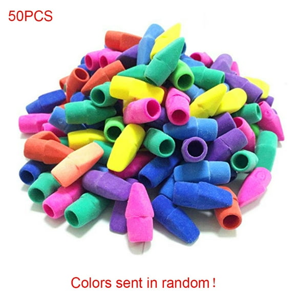 50PCS Kids Teacher Pencil Eraser Mark Office School Stationery Stationery
