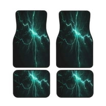 Salouo Green Lightning Flash for Car Floor Mat Set of 4–Car Carpet Mats - Car Mats with Anti-Slip Backing & Driver Heel Pad Universal Fit for Cars, Trucks, SUVs, and Vans