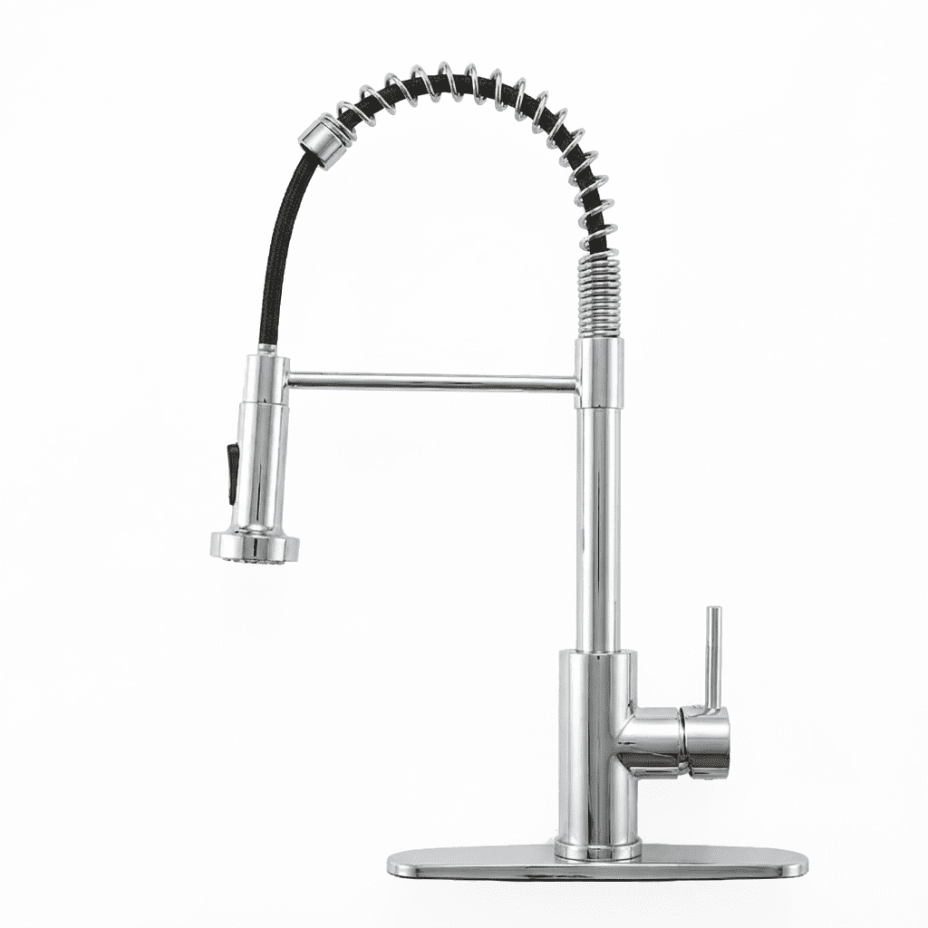 Kitchen Faucet with Pull Down Sprayer Industrial 1 Handle 1 Hole or 3 Hole Faucet for Farmhouse Camper Laundry Utility,Chrome