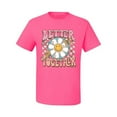thumbnail image 2 of Wild Bobby Retro Better Together Daisy Smiley Face Checkered Background Vintage Men Tee, Neon Pink, X-Large, 2 of 6