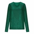 thumbnail image 7 of Thousandth Women's Sparkly Sequin Tops Casual V Neck Party Blouse Long Sleeve Loose Fit Glitter Tunic Shirt Holiday Christmas Outfit for Women, 7 of 7