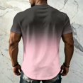 thumbnail image 5 of Mens T-Shirts Crew Neck Gradient Short Sleeve Loose Fit Sports Cotton Summer Streetwear Pink XL, 5 of 5