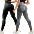 thumbnail image 2 of GEWSEY 2 Pack Lifting Yoga Leggings for Women Tummy Control High Waist Seamless Booty Scrunch Gym Running Workout Pants (Grey, L), 2 of 8
