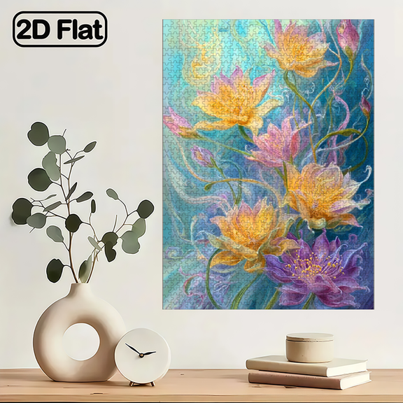 1000pcs Large Puzzle for Adults - 29.4x19.6 Inch (70x50cm) Extra-Challenging Flower for Flower Puzzle with 5-Symbol Piece Coding, Brain Teaser Game, Birthday/Christmas/New Year Gift for Adults F