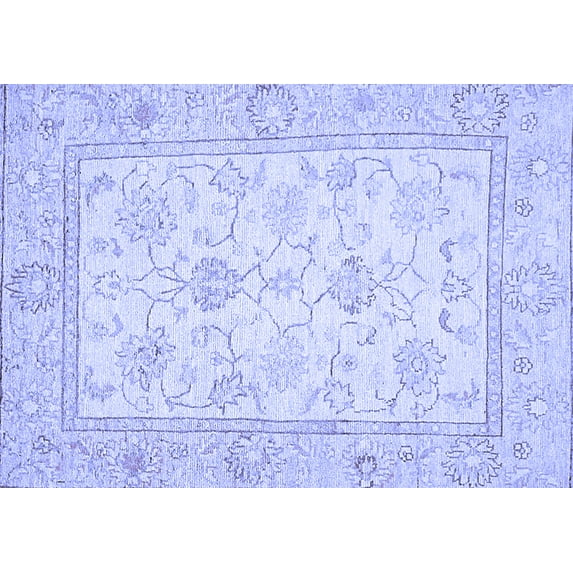 Ahgly Company Machine Washable Indoor Rectangle Oriental Blue Traditional Area Rugs, 7' x 10'