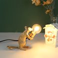 thumbnail image 4 of Lámpara de mesa LED de ratón animal moderno, estatua de resina, decoración de luz de ratones (B US), 4 of 9