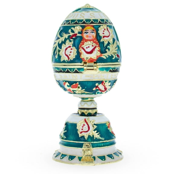 Enameled Nesting Doll Easter Egg Figurine