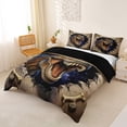thumbnail image 3 of Metsweet Dino T-Rex Duvet Cover Queen, Galaxy Starry Sky Queen Bedding, Brown Blue,Black Reversible,3-Piece,1 Duvet Cover and 2 Pillowcases, 3 of 6