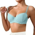 thumbnail image 3 of Ahuyic Womens Bra,Summer Plus Size Bra,Fashion Womens Lace Solid Color Bra And Lingerie Underwear With Steel Rims,Blue,S, 3 of 5