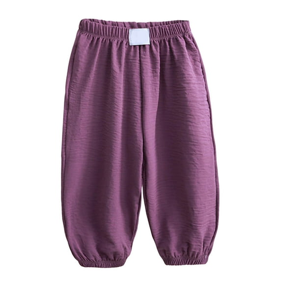 Wdgfv Boys Regular Straight-Fit Jeans Summer Boys Sports Breathable Trousers Lightweight Comfortable Active Pants for Toddler Kids Outdoor Play Running Jogging Purple 6-7 Years