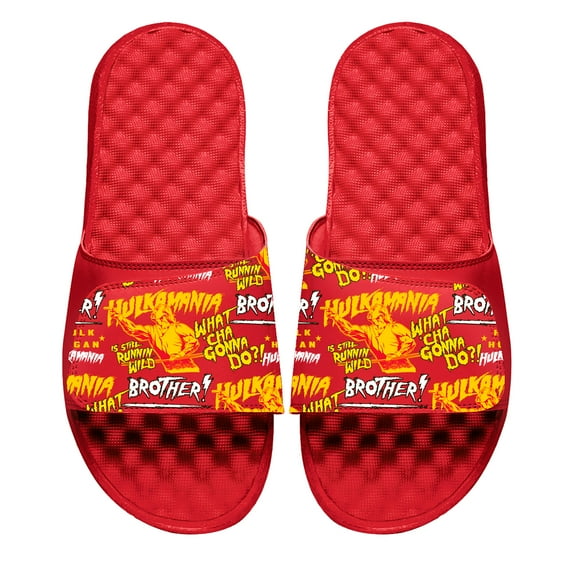 Unisex ISlide Red Hulk Hogan Word Pattern Slide Sandals