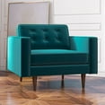 thumbnail image 3 of Harriet Mid-Century Modern Pillow Back Velvet Armchair in Turquoise, 3 of 6