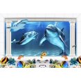 thumbnail image 2 of ABPHOTO 7x5ft Photography Backdrop 3D Aquarium Undersea World Dolphine Fish Home TV Sofa Decor Artistic Scenery Backdrops, 2 of 4
