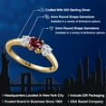 thumbnail image 2 of Gem Stone King 18K Yellow Gold Plated Silver Red Rhodolite Garnet and Lab Grown Diamond Engagement Ring for Women | 1.14 Cttw | Round 5MM | Gemstone January Birthstone | Size 5, 2 of 6