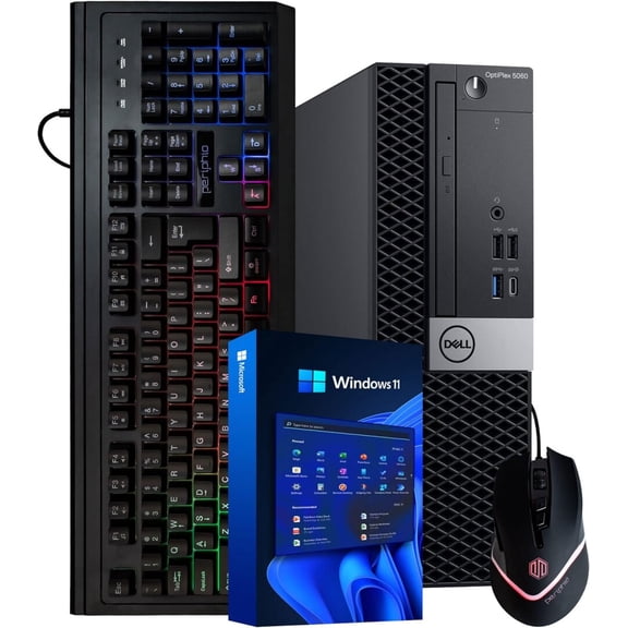 Restored Dell Desktop PC, Core i5-8600, 16G RAM, 500G SSD + 1TB HDD, Keyboard Mouse, WiFi, BT, Windows 11