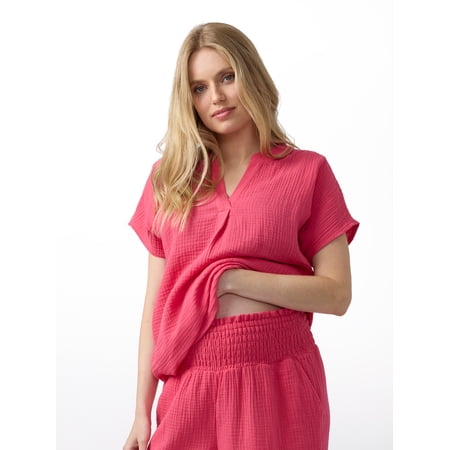 Ingrid & Isabel For Every Belly Women's Maternity Short Sleeve Gauze Top, Sizes S-XXL