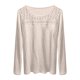thumbnail image 5 of MHFRRA Camiseta Holgada de Manga Larga con Aberturas para Mujer, Informal, de Otoño, con Cuello Acanalado Beige, 5 of 5
