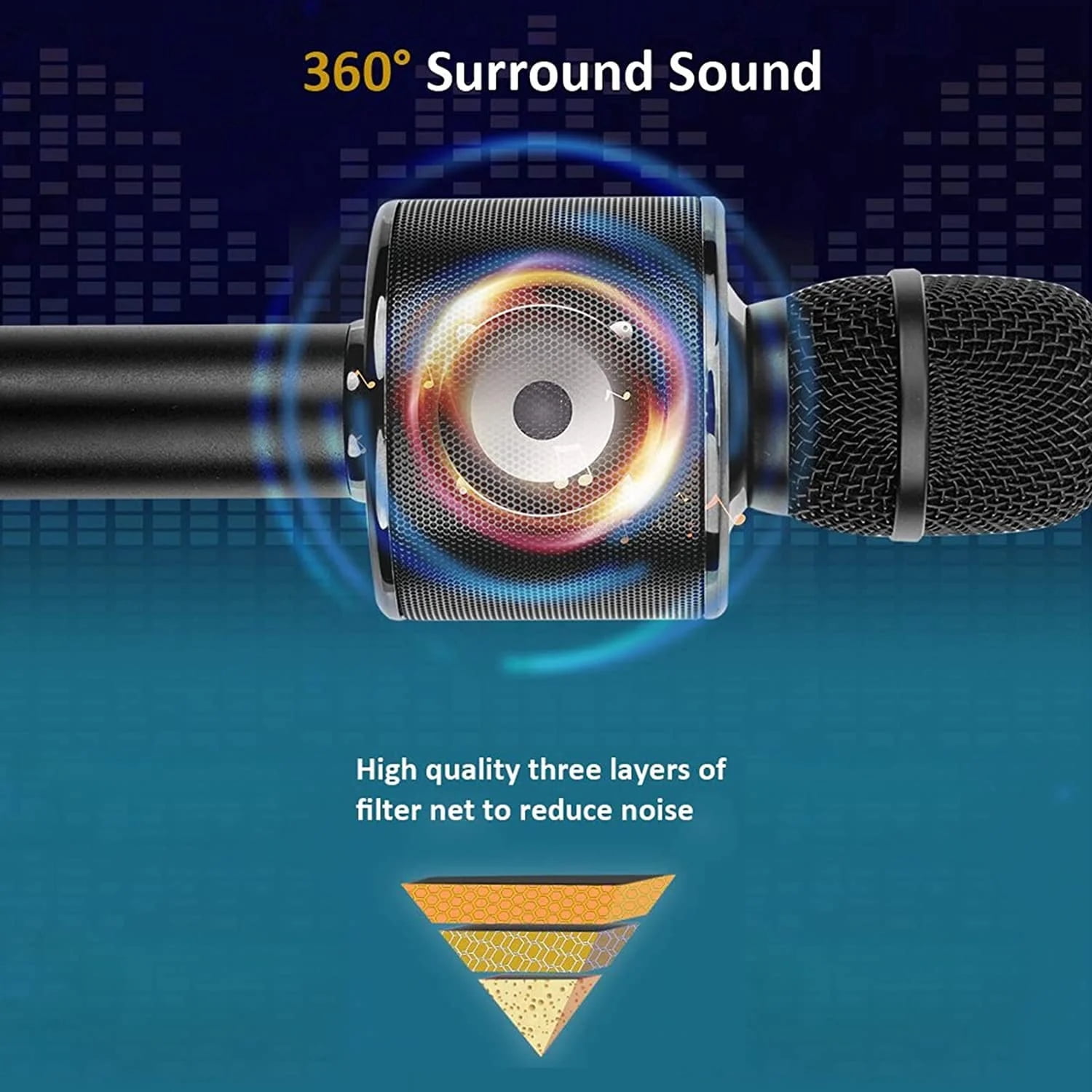 BONAOK Wireless Bluetooth Karaoke Microphone, Built-in Speakers, Home Fun for Parties, Singing Gifts for Kids Audlts