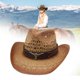 thumbnail image 2 of Fashion Straw Western Hat Comfortable Cowboy Headwear For Hiking Concerts Heat Resistant Comfoortable Cap Rice brown, 2 of 4
