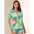 thumbnail image 3 of INSPIRE CHIC Chemise à Manches Courtes Imprimée de Feuilles Florales Hawaïennes pour Femme, 3 of 6