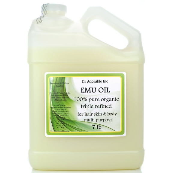Dr Adorable - 7 lb - Australian Emu Oil - Triple Refined 100% Pure Organic Moisturizing Oil For Face Skin Hair