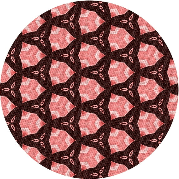 Ahgly Company Machine Washable Indoor Round Transitional Red Area Rugs, 6' Round