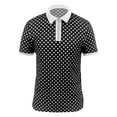 thumbnail image 5 of Outfmvch polo shirts for men Polka Dot Polos Casual Zipper Print Turn Down Shirt Collar womens tops Black, 5 of 7