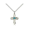 thumbnail image 1 of Sterling Silver Cross Pendant w/ 3mm December Blue Swarovski Crystal 3/4 X 1/2 inches w/ 18 inch Sterling Silver Curb Chain, 1 of 1