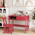 thumbnail image 2 of Costway Kids Desk and Chair Set with Storage Drawer and Hutch, Student Writing Desk Set Pink, 2 of 10