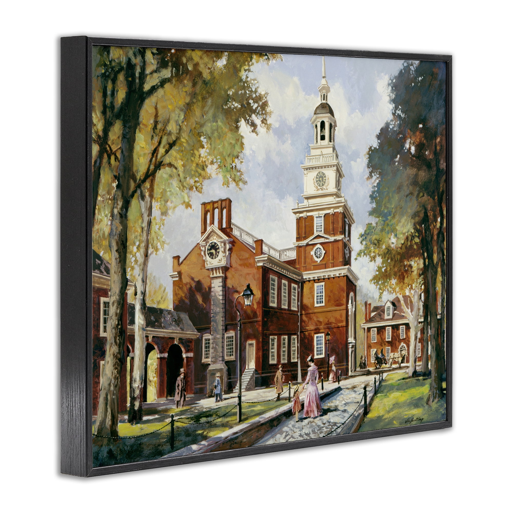 Independence Hall Colonial Times Black Framed Giclee Art, design by Wind River Studios