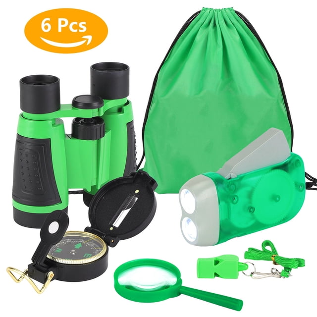 6Pcs Outdoor Exploration Binoculars Set Young Kids Educational Gift For Camping Hiking Green