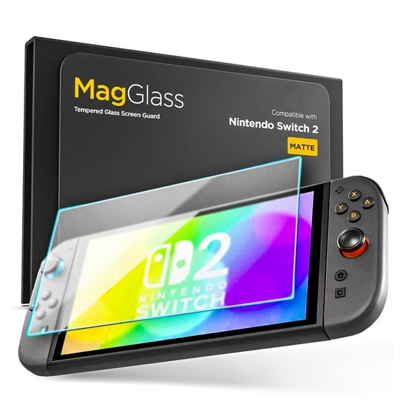 MagGlass Matte Screen Protector for Nintendo Switch 2 (8" inch), Anti Glare Tempered Glass Display Guard (2025)