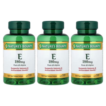 Nature's Bounty Vitamin E 180mg Pure DL-Alpha 120 Softgels (Pack of 3)