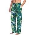 thumbnail image 2 of Daiia Peacock And Flowers Men's Sleep Pant with Pockets and Drawstring,Pajama Pants-Large, 2 of 9