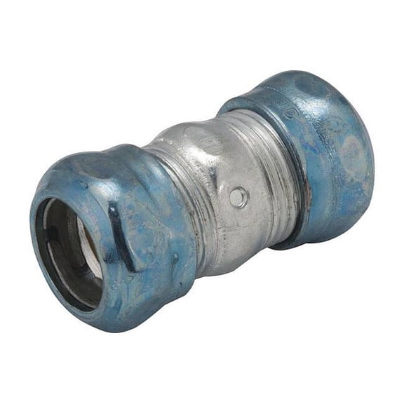 Raco EMT Coupling, 3/4 in, Compression, Steel, Plain, Blue; Gray 2923RT