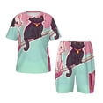 thumbnail image 1 of Fotbe Cats On Broomstick Pijama Estampada de 2 Piezas para Niños – Ropa de Dormir de Manga Corta Cómoda para Niños y Niñas, Camiseta y Shorts de Algodón-Small, 1 of 6