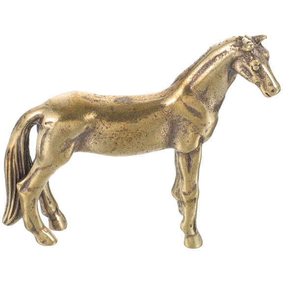 STOBOK Home Decorative Horse Brass Sculpture Golden 1 Pcs Collectible Item