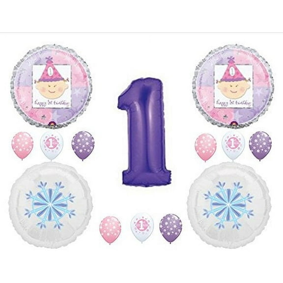 PURPLE WINTER ONE-DERLAND 1st Birthday Balloons Decoration Supplies First Snow