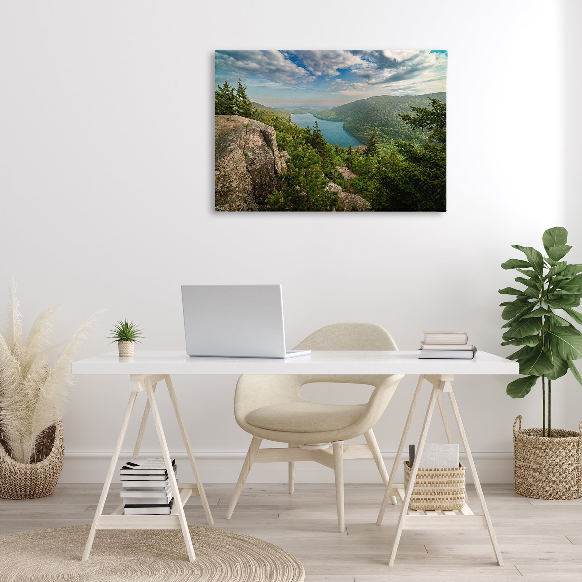 Stupell Industries Lake View Over Mountains Landscape & Nature Photography Wrapped Canvas Art Print Wall Art, 36 x 24
