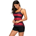 thumbnail image 4 of Top tankini con estampado de bloque de color cruzado en la espalda para mujer con traje de baño Boyshorts (M-XXXL) Xemadio WRMH-1208-4, 4 of 5